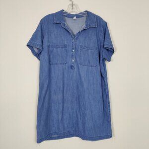 Old Navy Women's Shirt Dress Size XL Blue Cotton Denim Casual Midi Outerwear